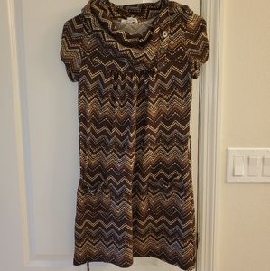 Striped brown/tan/blue dress, size S